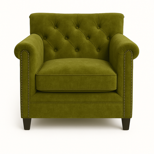 Fotoliu chesterfield TAN catifea VERDE