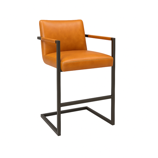 Scaun de bar din piele naturala cu maner ✔ model FLEET 65